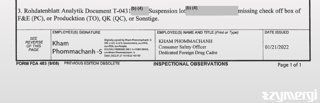 Kham Phommachanh FDA Investigator