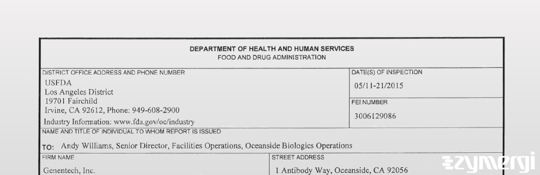 FDANews 483 Genentech, Inc. May 21 2015 top