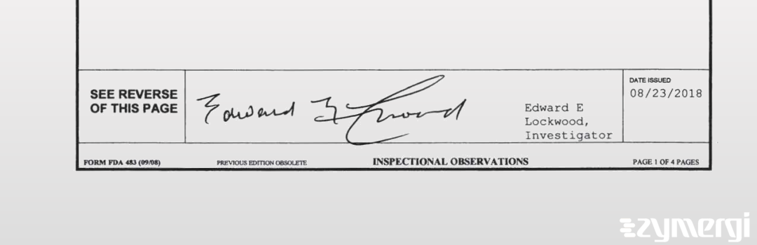 Edward E. Lockwood FDA Investigator
