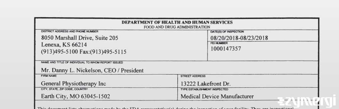 FDANews 483 General Physiotherapy Inc Aug 23 2018 top