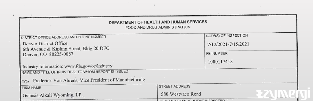 FDANews 483 Genesis Alkali LLC Jul 15 2021 top