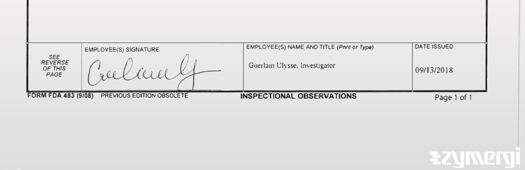 Guerlain Ulysse FDA Investigator