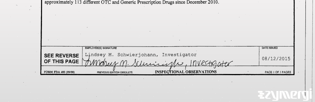 Lindsey M. Schwierjohann FDA Investigator 