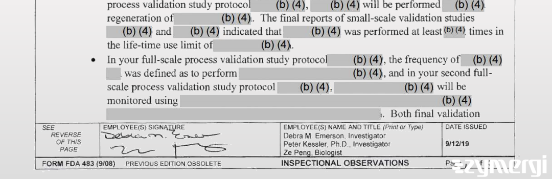 Peter S. Kessler FDA Investigator Debra M. Emerson FDA Investigator Ze Peng FDA Investigator 