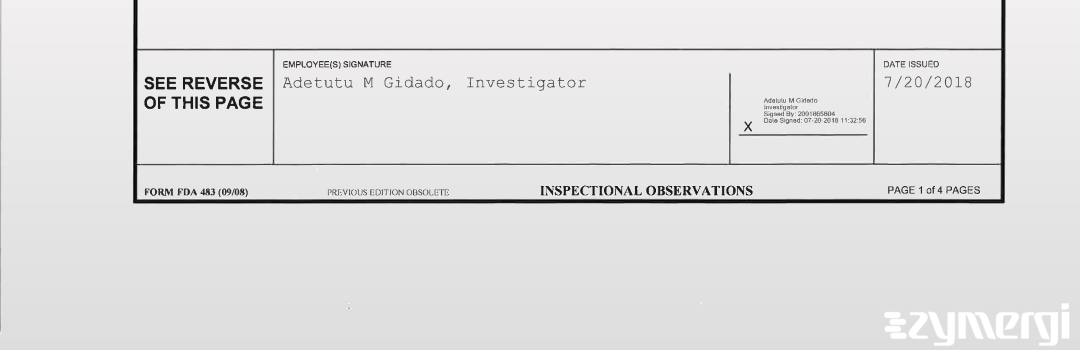 Adetutu M. Gidado FDA Investigator 