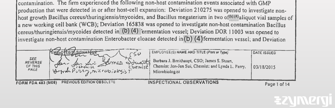 Barbara J. Breithaupt FDA Investigator Lynda L. Perry FDA Investigator James S. Stuart FDA Investigator Jen-Jen Sui FDA Investigator 