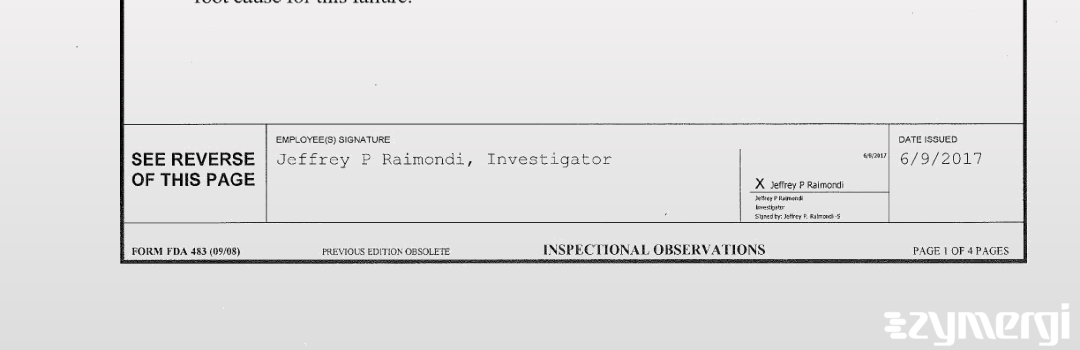 Jeffrey P. Raimondi FDA Investigator 