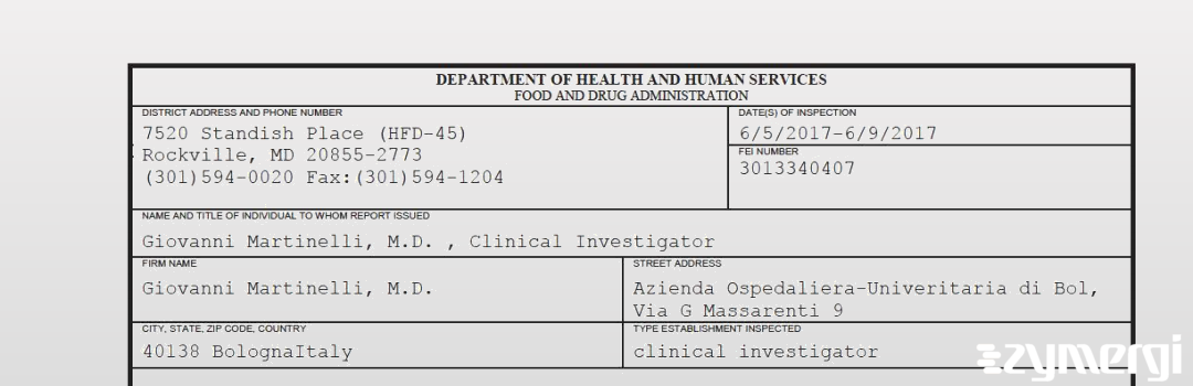 FDANews 483 Giovanni Martinelli, M.D. Jun 9 2017 top