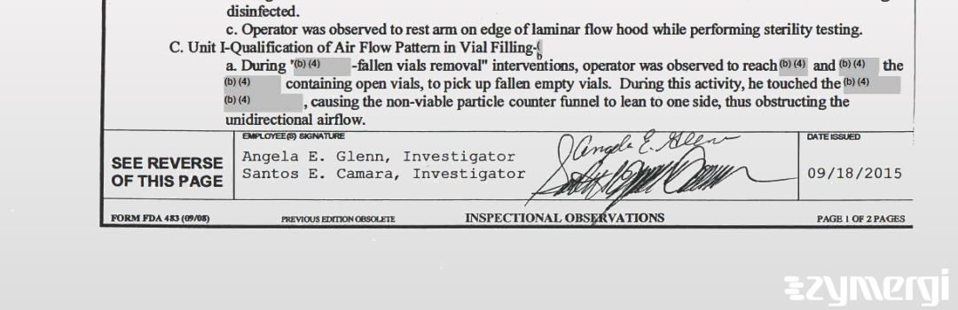 Santos E. Camara FDA Investigator Angela E. Glenn FDA Investigator 