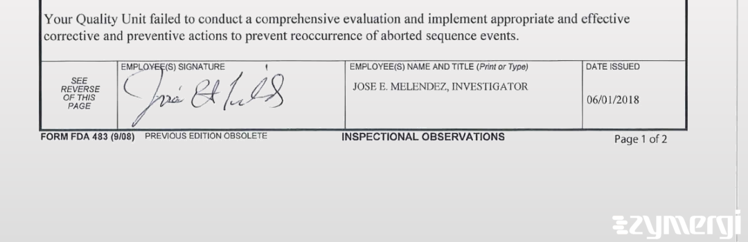 Jose E. Melendez FDA Investigator