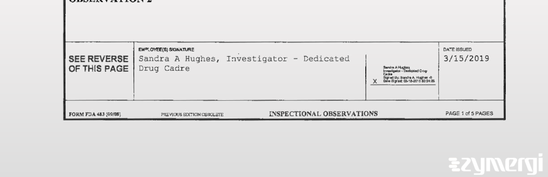 Sandra A. Boyd FDA Investigator Sandra A. Hughes FDA Investigator 