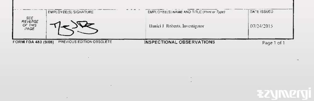 Daniel J. Roberts FDA Investigator