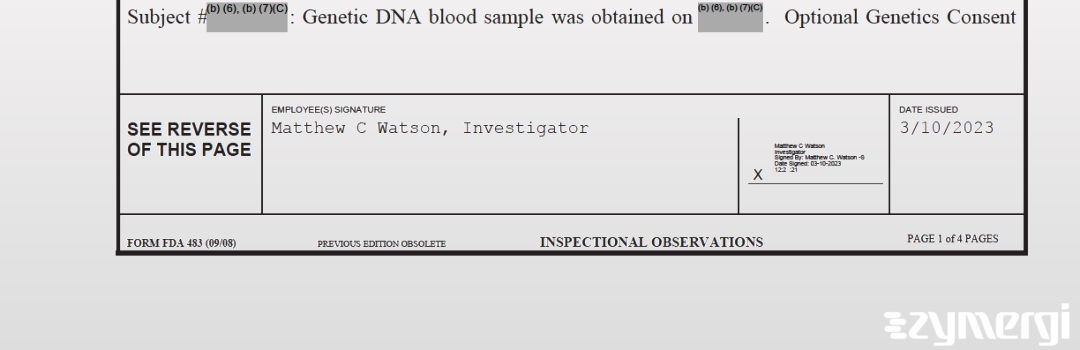 Matthew C. Watson FDA Investigator 