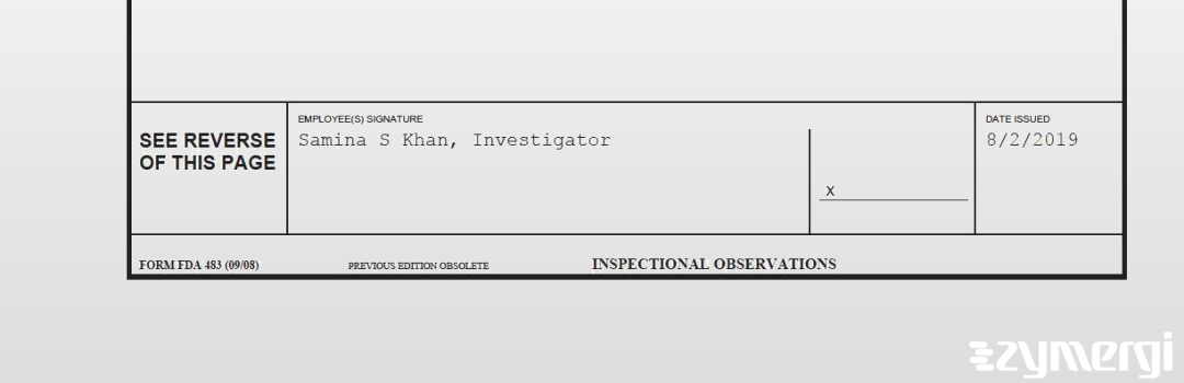 Samina S. Khan FDA Investigator