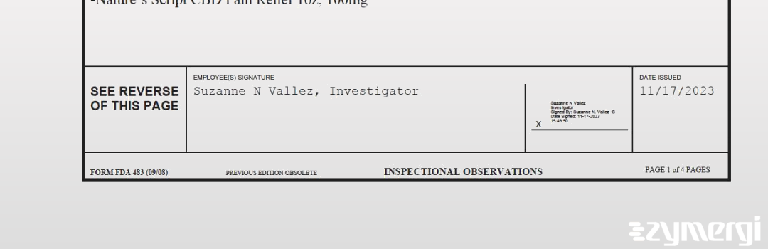 Suzanne N. Vallez FDA Investigator