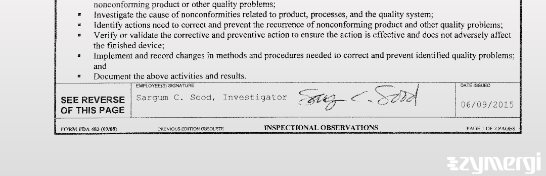 Sargum C. Sood FDA Investigator 