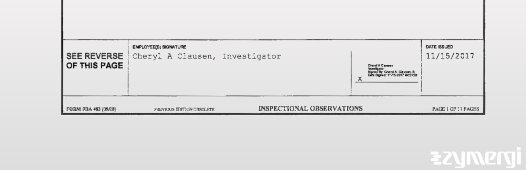 Cheryl A. Clausen FDA Investigator