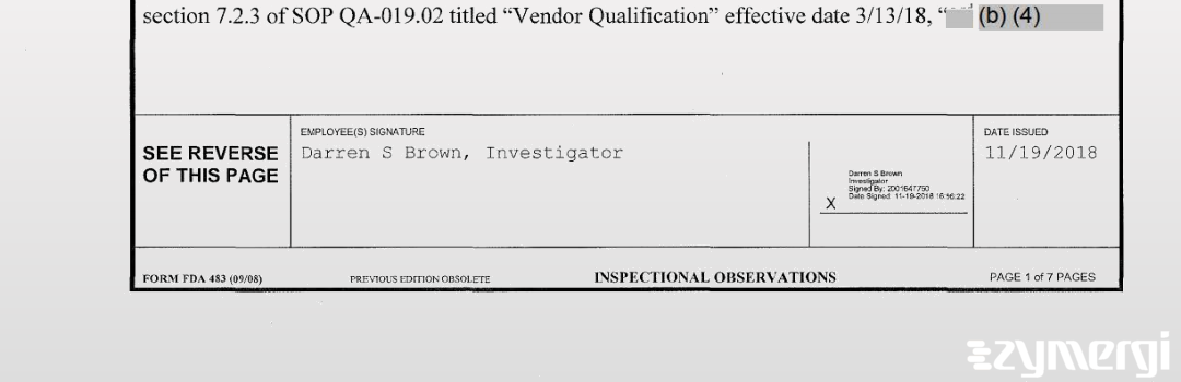 Darren S. Brown FDA Investigator