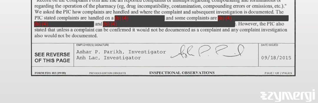Ashar P. Parikh FDA Investigator Anh Lac FDA Investigator