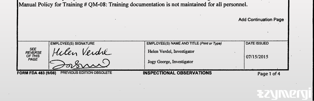 Helen Verdel FDA Investigator Jogy George FDA Investigator 