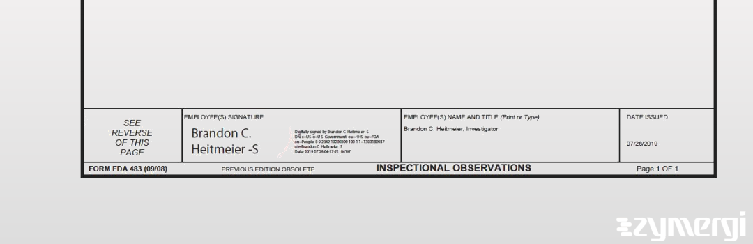 Brandon C. Heitmeier FDA Investigator 