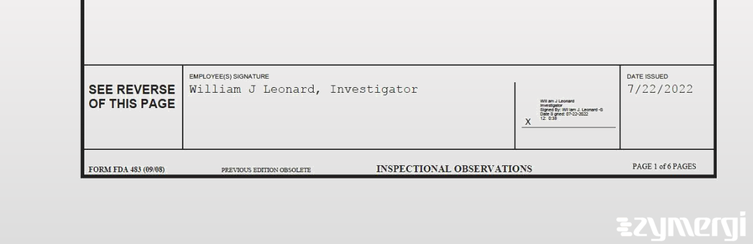 William J. Leonard FDA Investigator 