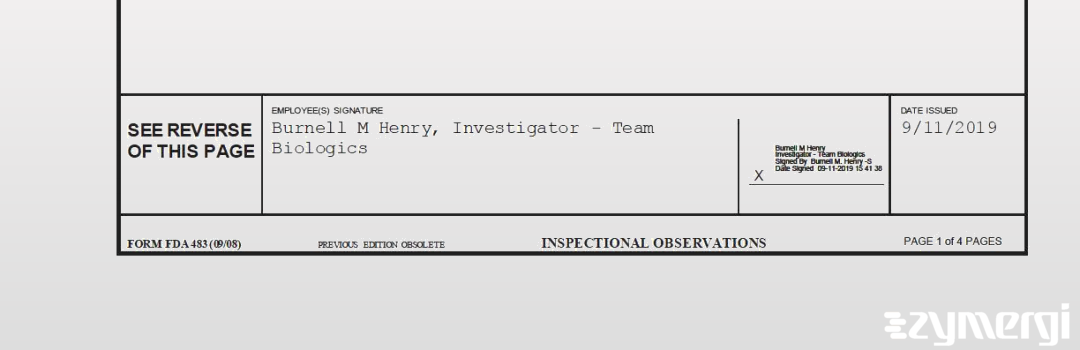 Burnell M. Henry FDA Investigator 