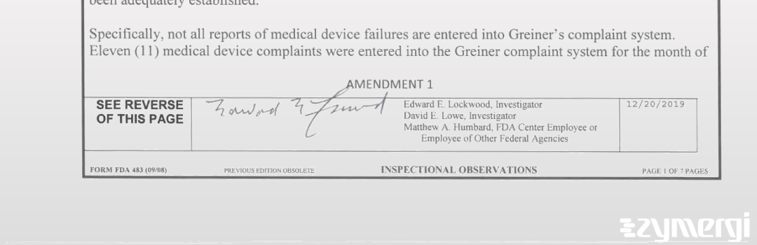 Edward E. Lockwood FDA Investigator David E. Lowe FDA Investigator Matthew A. Humbard FDA Investigator 