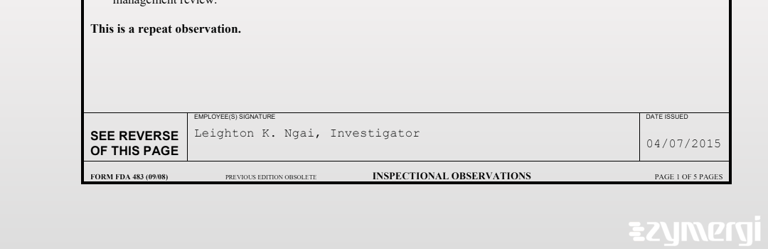 Leighton K. Ngai FDA Investigator 