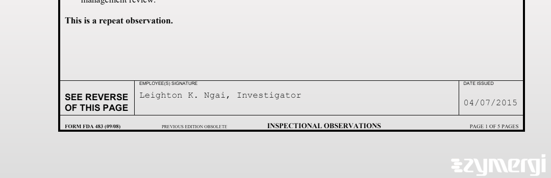Leighton K. Ngai FDA Investigator