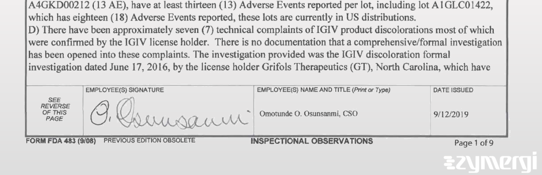 Decarlos A. Gomez FDA Investigator Omotunde O. Osunsanmi FDA Investigator Malgorzata G. Norton FDA Investigator Olga Simakova FDA Investigator Vijaya L. Simhadri FDA Investigator Nobuko H. Katagiri FDA Investigator 