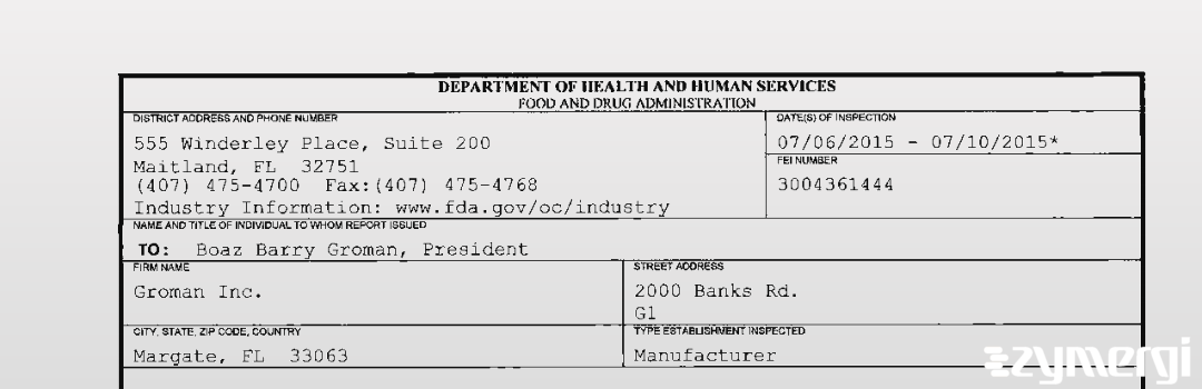 FDANews 483 Groman Inc. Jul 10 2015 top
