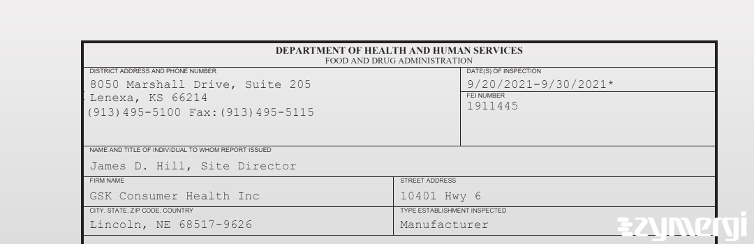 FDANews 483 GSK Consumer Health Inc Sep 30 2021 top