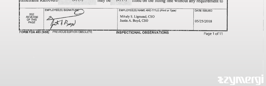 Justin A. Boyd FDA Investigator Mihaly S. Ligmond FDA Investigator