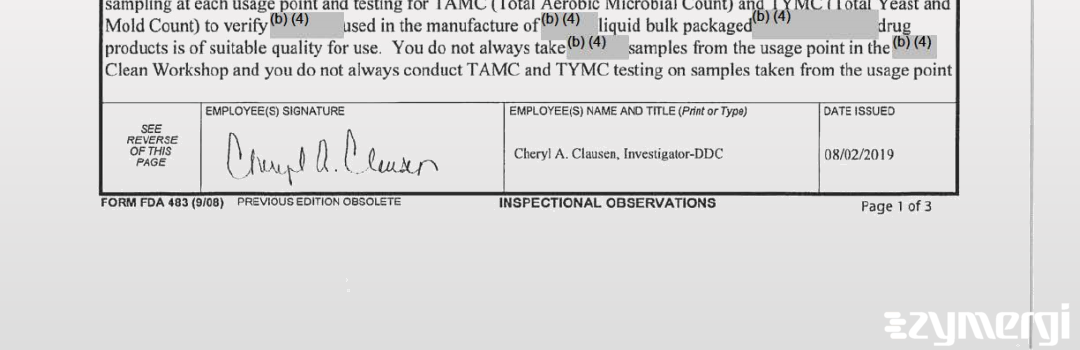 Cheryl A. Clausen FDA Investigator