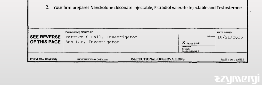 Anh Lac FDA Investigator Patrice S. Hall FDA Investigator 