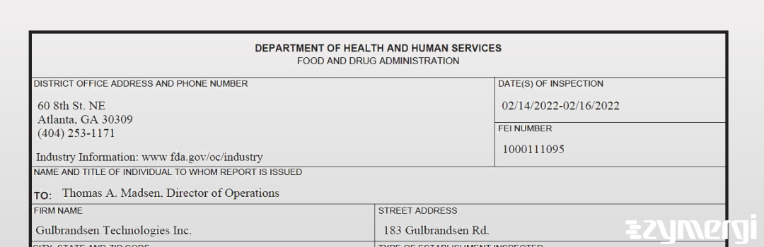 FDANews 483 Gulbrandsen Technologies Inc Feb 16 2022 top