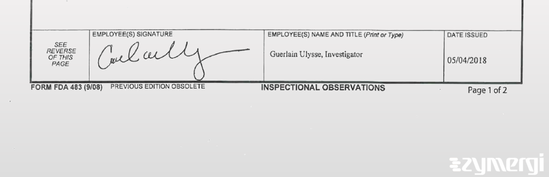 Guerlain Ulysse FDA Investigator 