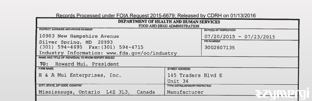 FDANews 483 H & A Mui Enterprises, Inc. Jul 23 2015 top