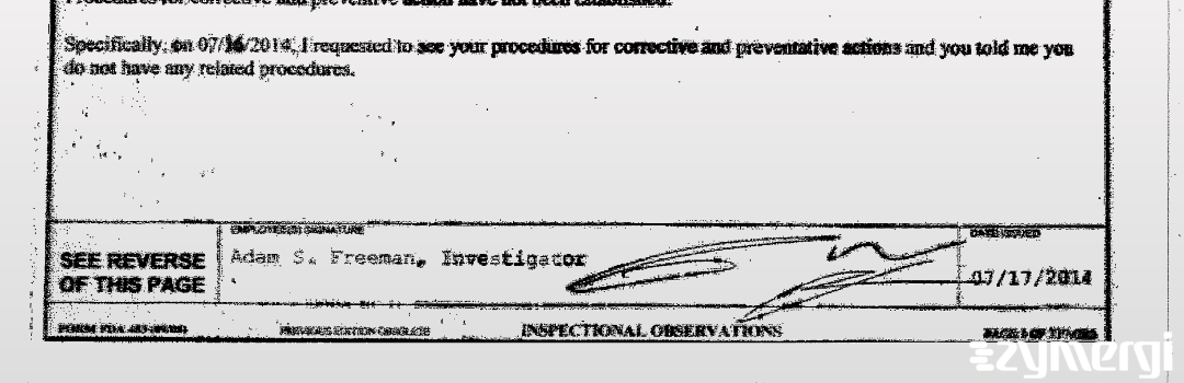 Adam S. Freeman FDA Investigator