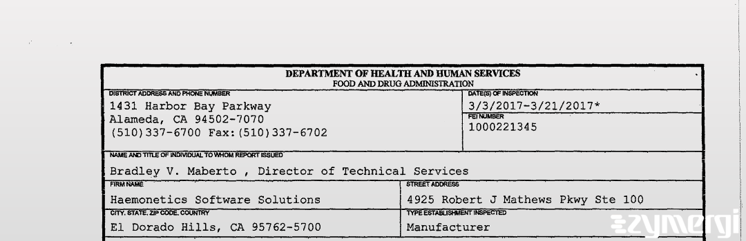 FDANews 483 Haemonetics Software Solutions Mar 21 2017 top