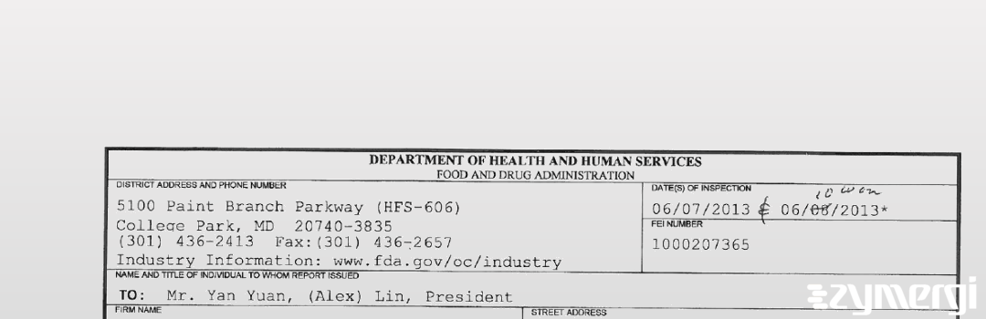 FDANews 483 HAHN SHYUAN FOOD FACTORY CO., LTD. Jun 10 2013 top