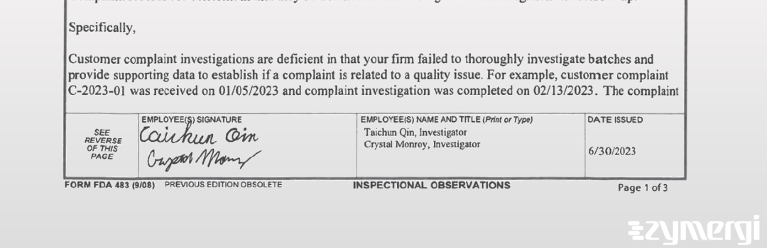 Crystal Monroy FDA Investigator Taichun Qin FDA Investigator