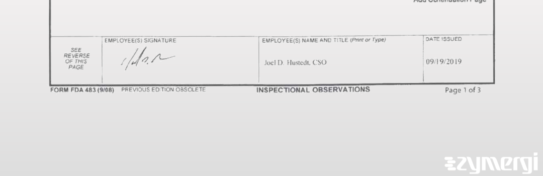 Joel D. Hustedt FDA Investigator 