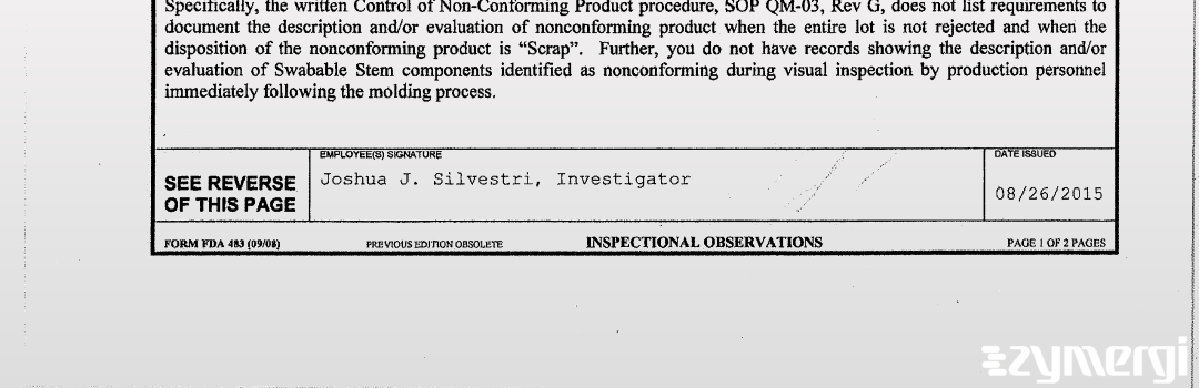 Joshua J. Silvestri FDA Investigator 