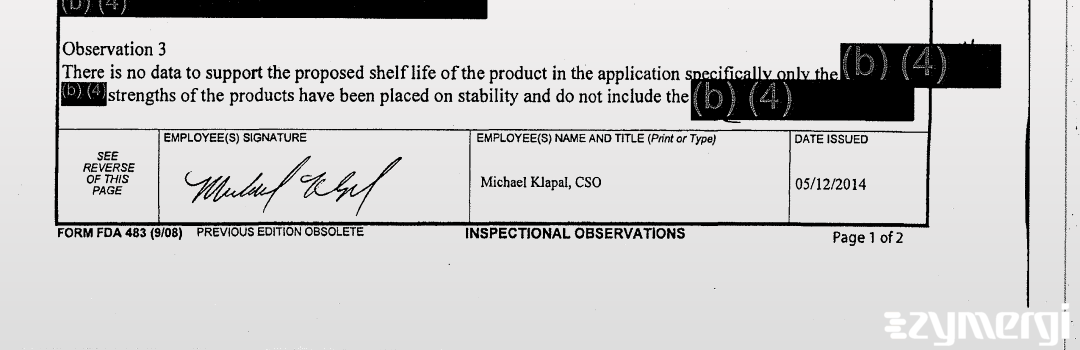 Michael R. Klapal FDA Investigator Dinesh Kumar FDA Investigator 