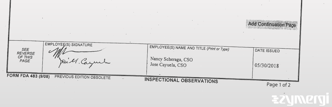 Jose M. Cayuela FDA Investigator Nancy F. Scheraga FDA Investigator 