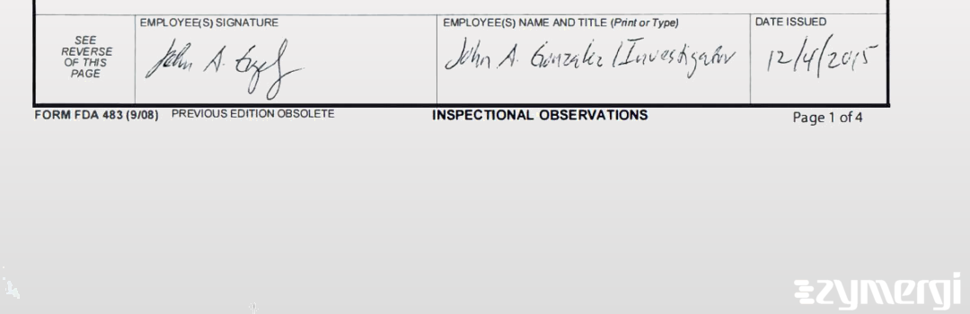 John A. Gonzalez FDA Investigator 