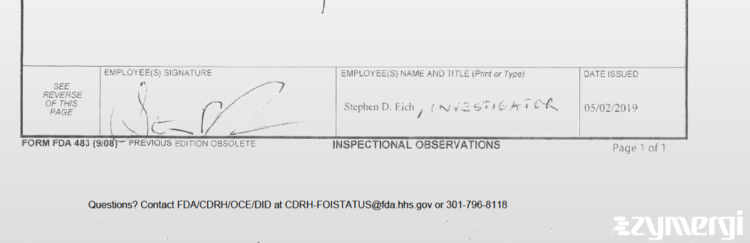 Stephen D. Eich FDA Investigator