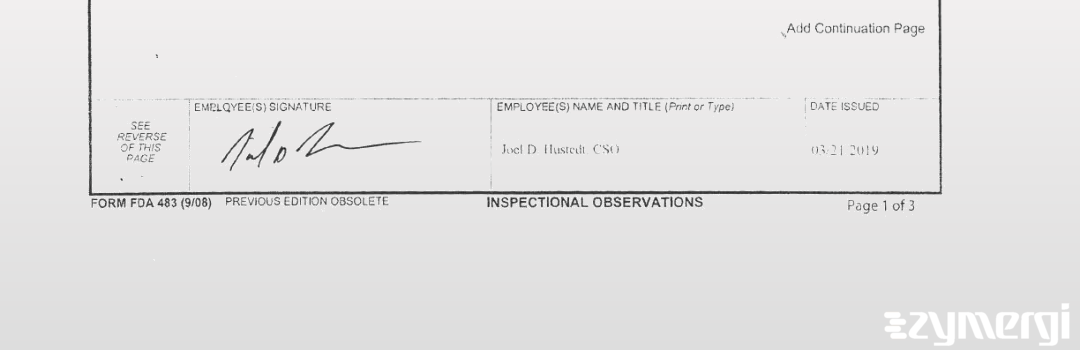 Joel D. Hustedt FDA Investigator 